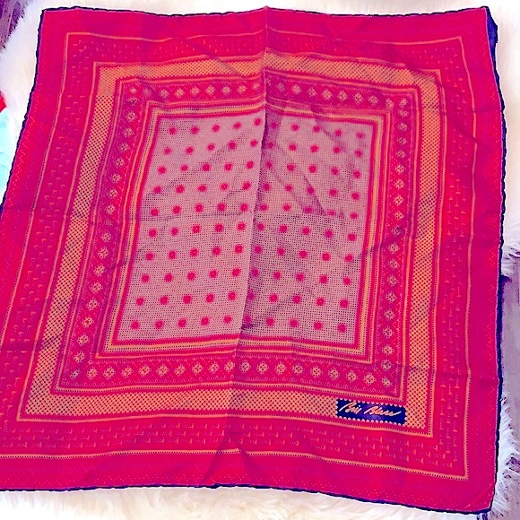 Chic_Classy Vintage Maroon Geometric Printed Square Scarf~By Designer Bill Blass - Picture 6 of 16